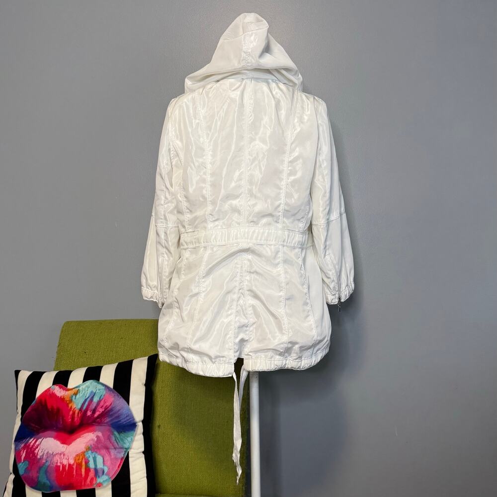 White House Black Market WHBM White Full Zip Windbreaker Jacket - Picture 4 of 7